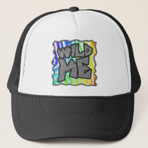 Wild Me Zebra Rainbow and White Print Trucker Hat