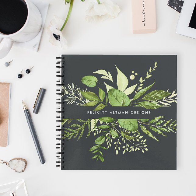 Wild Meadow | Black & Green Botanical Personalised Notebook (Creator Uploaded)