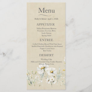 Wild Meadow Daisy Kraft Floral Wedding Menu