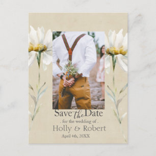 Wild Meadow Daisy Kraft Save the Date Photo  Postcard