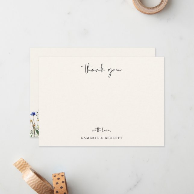 Wild Meadow Floral Wedding Thank You Card (Front/Back In Situ)