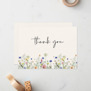Wild Meadow Floral Wedding Thank You Card