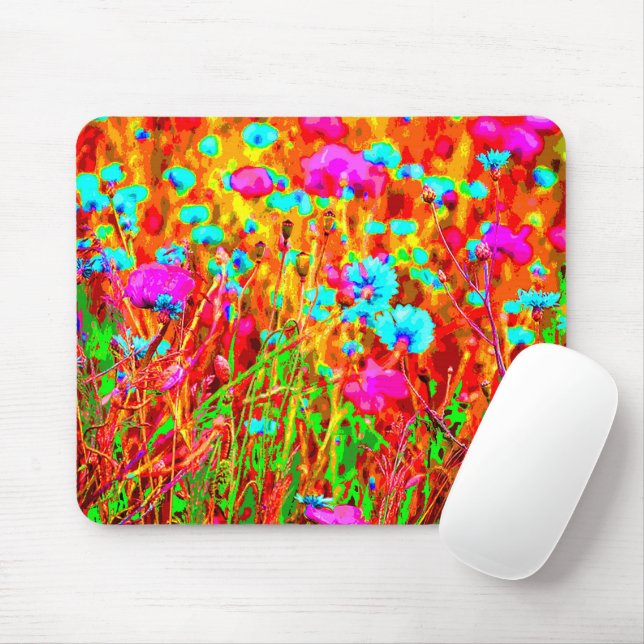 Wild Meadow Flowering in Pop Art Style Mouse Pad (With Mouse)