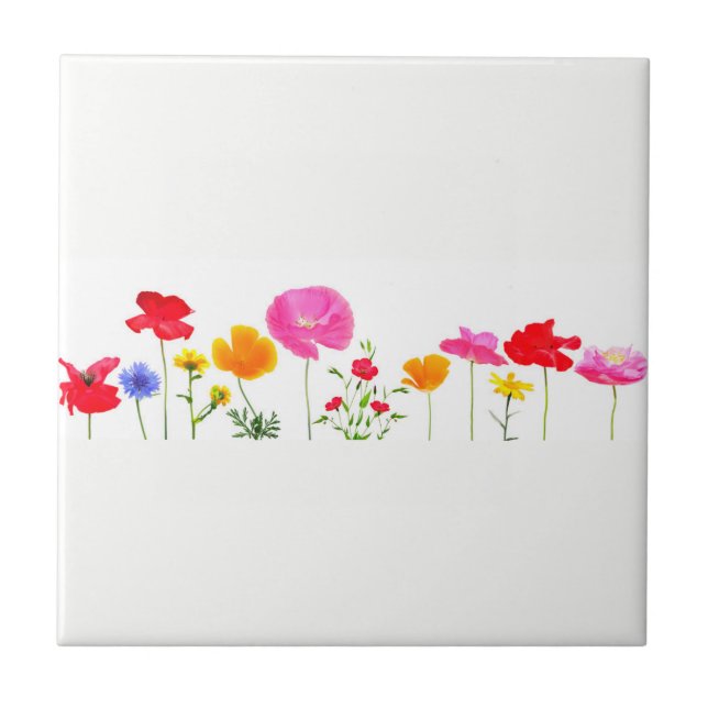wild meadow flowers ceramic tile (Front)