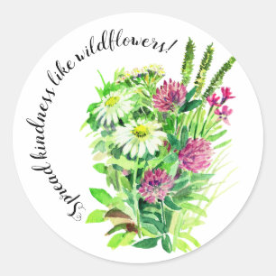 Wild meadow flowers spread kindness  classic round sticker