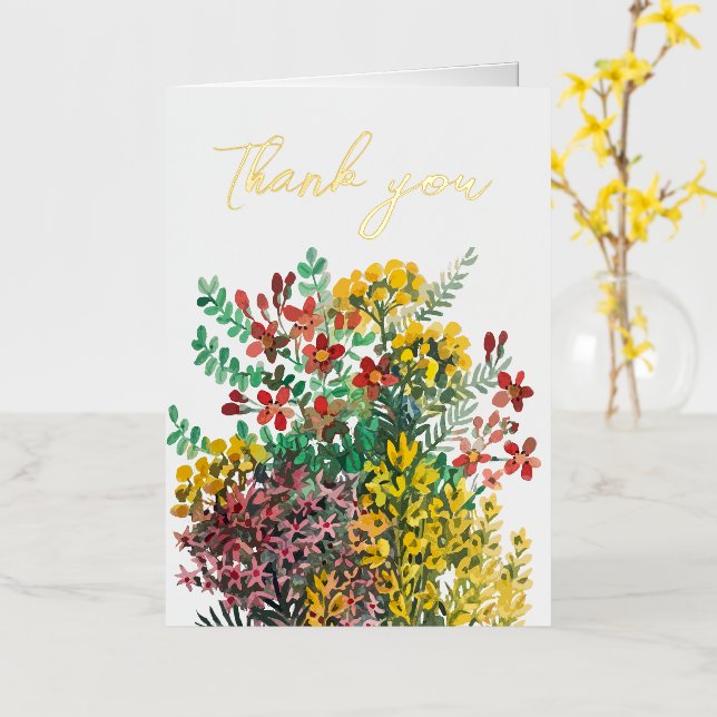 Wild meadow flowers thank you card (Yellow Flower)