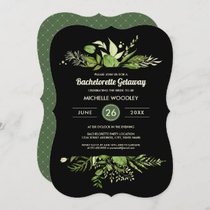 Wild Meadow Green Botanical Bachelorette Party Invitation