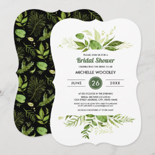 Wild Meadow Green Botanical Bridal Shower Invitation