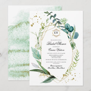 Wild Meadow Green Botanical Bridal Shower Invitation