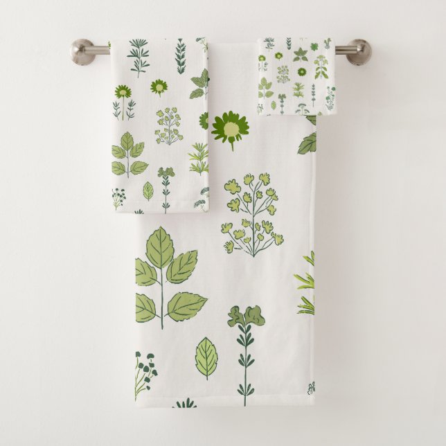 Wild Meadow Herb Green Towel (Insitu)