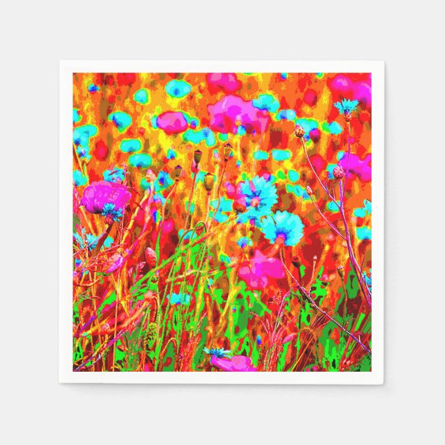 Wild Meadow in Bloom Pop Art Napkin (Front)