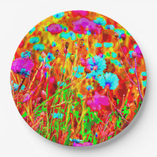 Wild Meadow in Bloom Pop Art Paper Plate