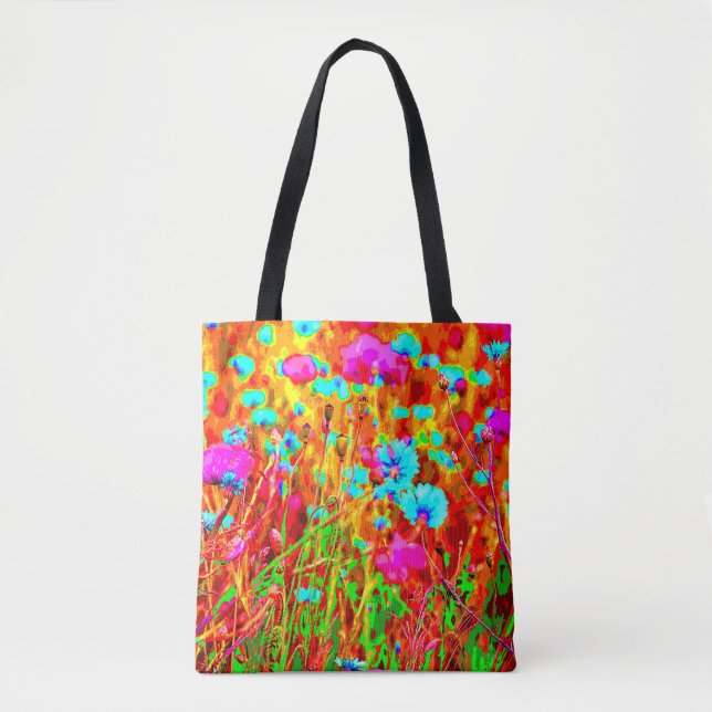 Wild Meadow in Bloom Pop Art Tote Bag (Front)