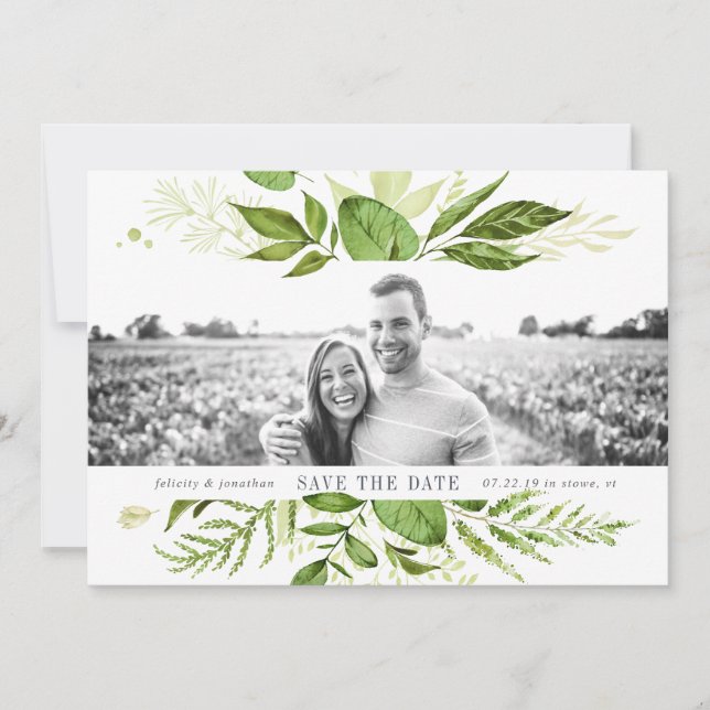Wild Meadow Photo Save the Date Card (Front)