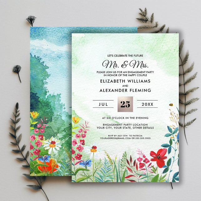 Wild Meadow Summer Forest Engagement Party Invites (Creator Uploaded)