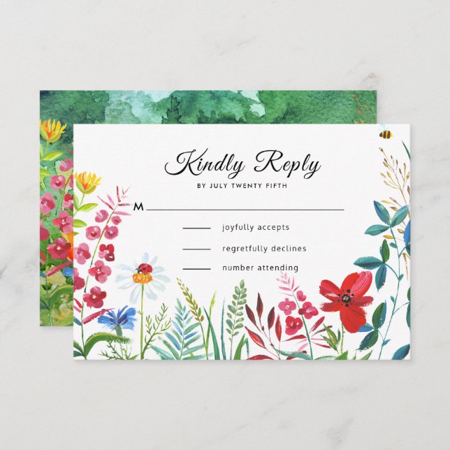Wild Meadow | Summer Forest Wedding RSVP Cards (Front/Back)