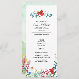 Wild Meadow   Summer Wildflowers Wedding Program