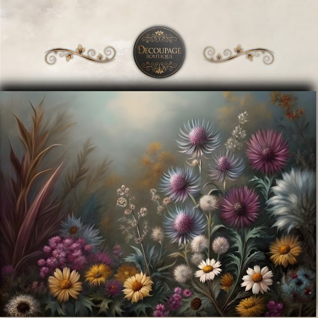 Wild Meadow Thistle Floral Decoupage Tissue Paper (Wild Meadow Thistle Floral Decoupage Tissue Paper)