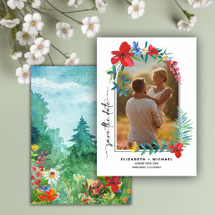Wild Meadow Wildflowers Frame Photo Wedding Save The Date