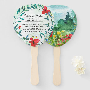 Wild Meadow Wildflowers Painting Wedding Hand Fan