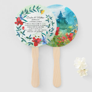 Wild Meadow Wildflowers Painting Wedding Hand Fan