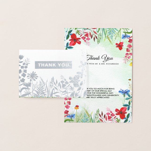 Wild Meadow | Wildflowers Thank You Wedding Luxury Foil Card (Display)
