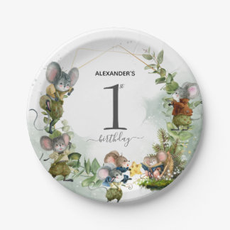 Wild Mice 1st Birthday Party Invitation Paper Plate