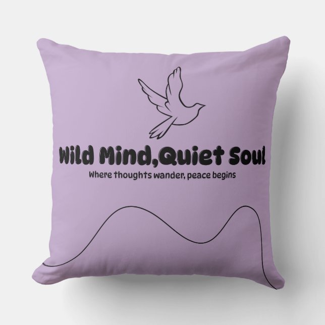 Wild Mind, Quiet Soul – Minimalist Mental Peace Cushion (Front)
