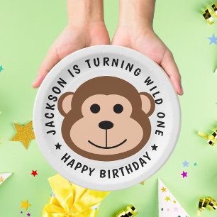 Wild Monkey Jungle Safari Animal Kids Birthday  Paper Plate