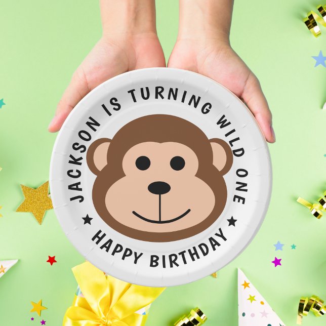 Wild Monkey Jungle Safari Animal Kids Birthday  Paper Plate (Creator Uploaded)