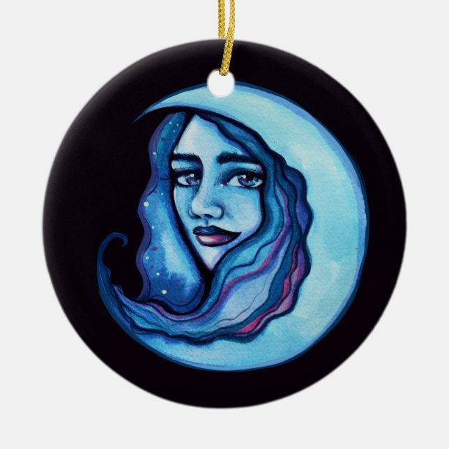 Wild MoonChild Goddess Moon Child Witch            Ceramic Ornament (Front)