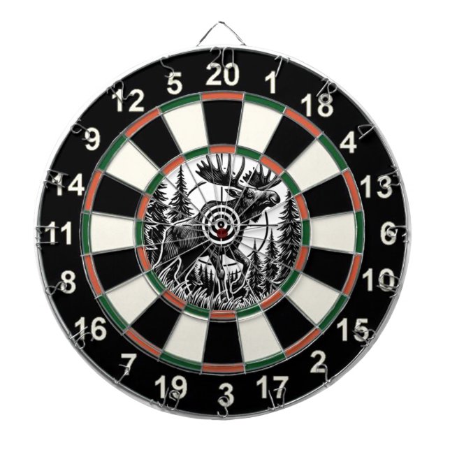Wild Moose in Forest Target Dartboard (Front)