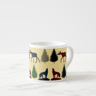 Wild Moose Wolf Wilderness Mountain Cabin Rustic Espresso Cup