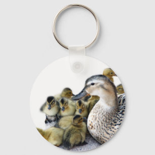 Wild Mother Duck and Ducklings Key Ring
