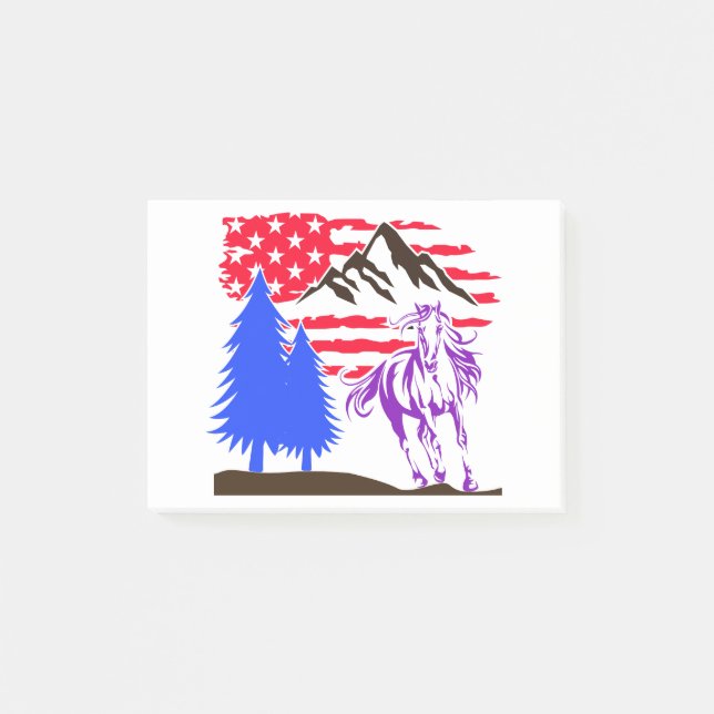 Wild Mountain Horse Galloping Post-it Notes (Front)