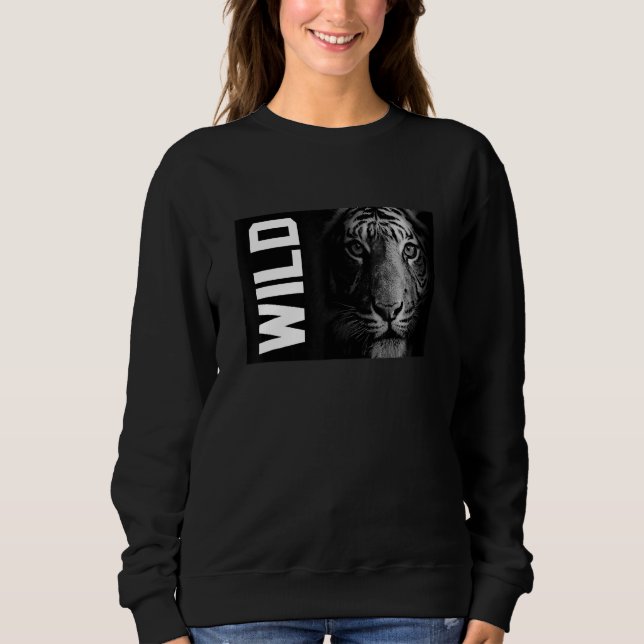 Wild Mountain White Tigers of Bengal Illustration  Sweatshirt (Front)