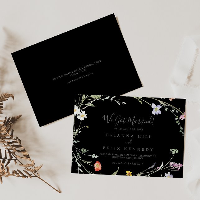 Wild Multicolor Floral Black Elopement Announcement (Creator Uploaded)