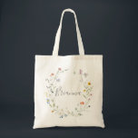 Wild Multicolor Floral Bridesmaid Tote Bag<br><div class="desc">This wild multicolor floral bridesmaid tote bag is the perfect wedding gift to present your bridesmaids and maid of honour for a modern wedding. The design features watercolor pink,  blush,  purple,  navy and white elegant flowers with emerald green leaves.</div>
