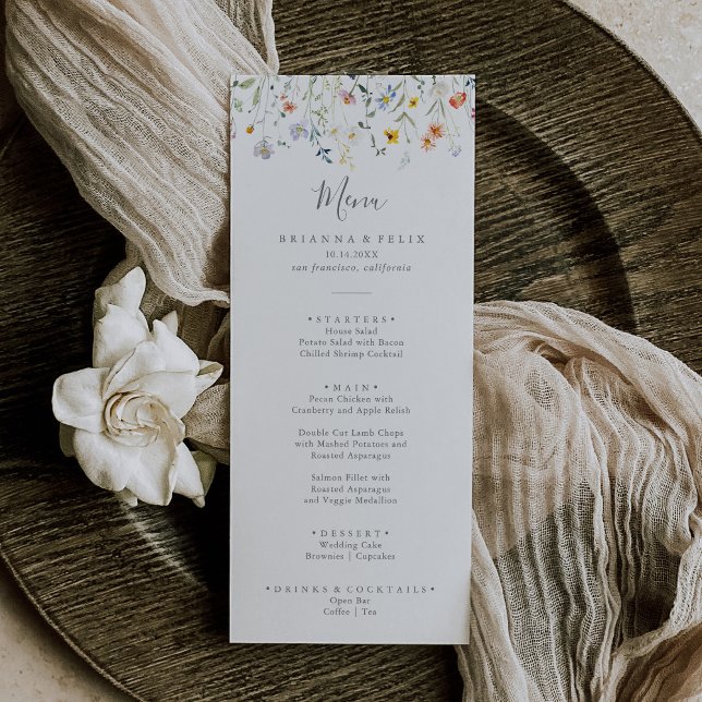 Wild Multicolor Floral Dinner Menu (Creator Uploaded)
