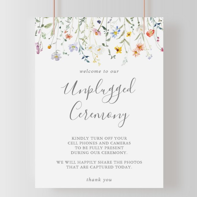 Wild Multicolor Floral Unplugged Ceremony Sign (Creator Uploaded)