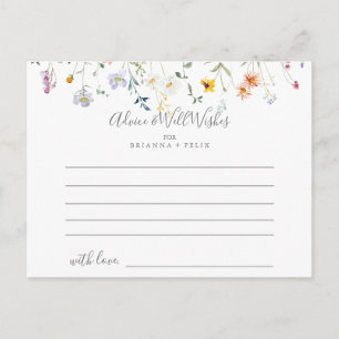 Wild Multicolor Floral Wedding Advice Card