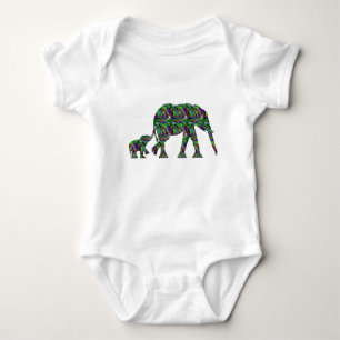 Wild Mum & Baby Elephant kids Toddler Baby Bodysuit