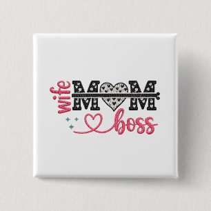 Wild Mum Boss Heart 15 Cm Square Badge