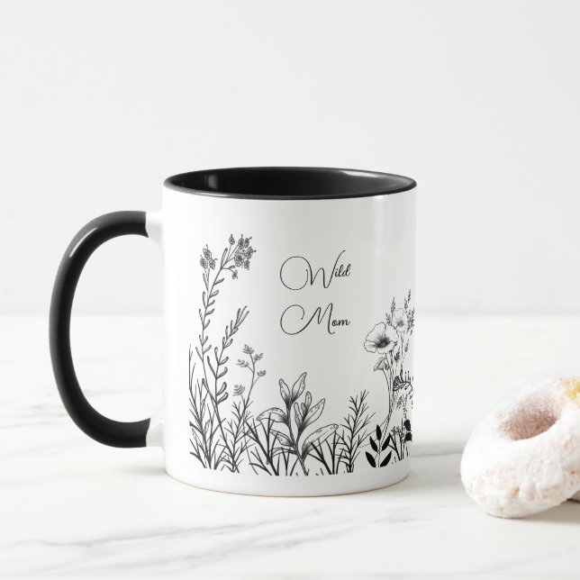 Wild Mum Wild Flower Doodles Mug (With Donut)