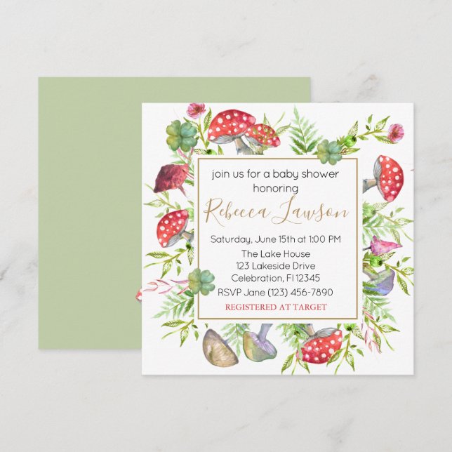 Wild Mushroom Baby Shower Invitation (Front/Back)