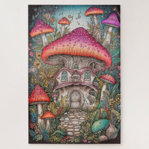 Wild Mushroom Forest Illustration Art Jigsaw Puzzle