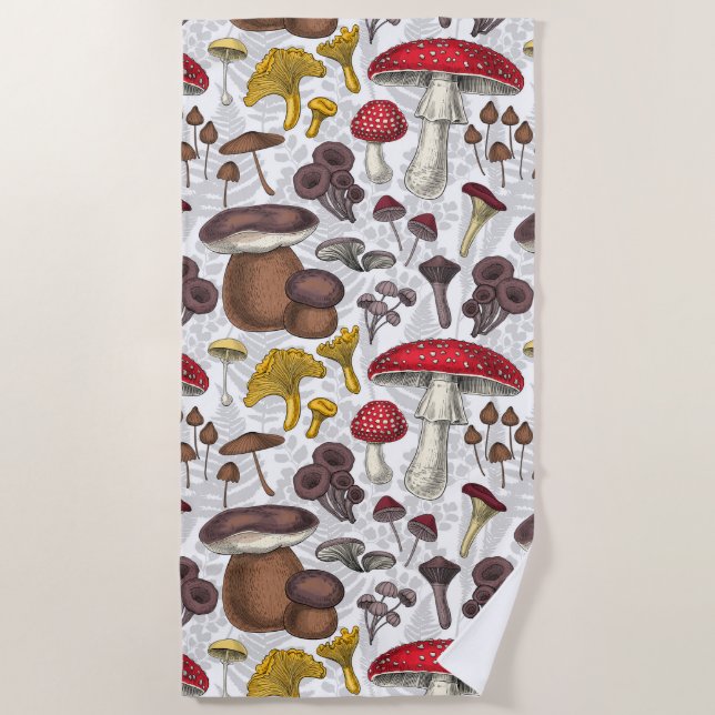 Wild mushrooms beach towel (Front)