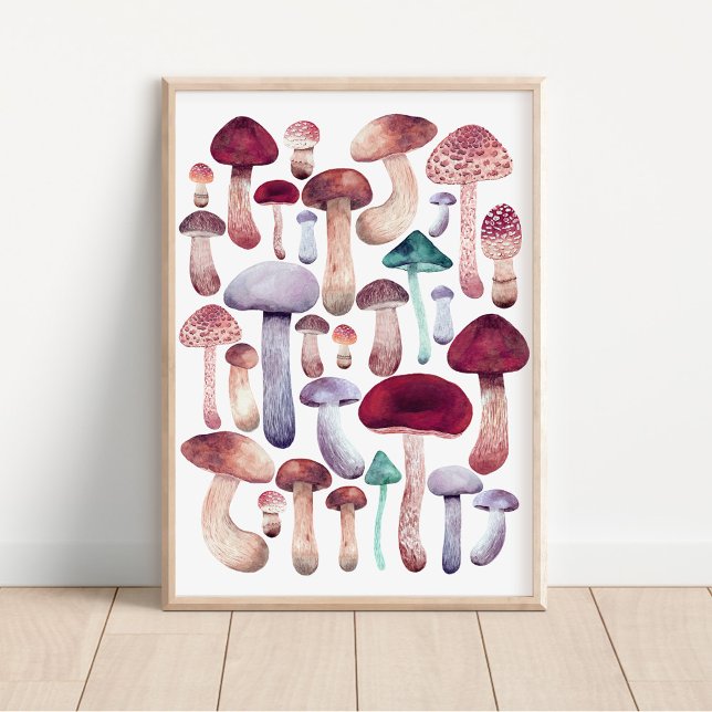 Wild mushrooms illustration watercolor  poster (Creator Uploaded)