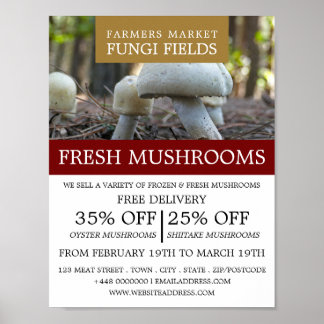 Wild Mushrooms, Mushroom Farmer Advertising Poster