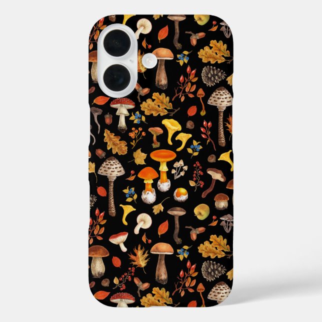 Wild mushrooms on black Case-Mate iPhone case (Back)